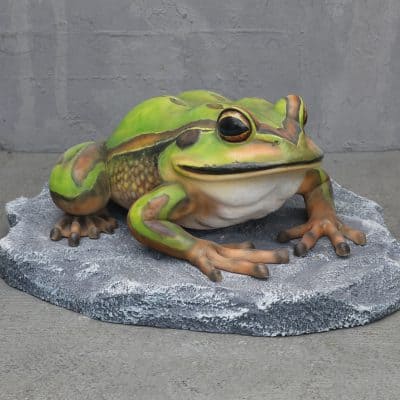 פסל צפרדע על אבן