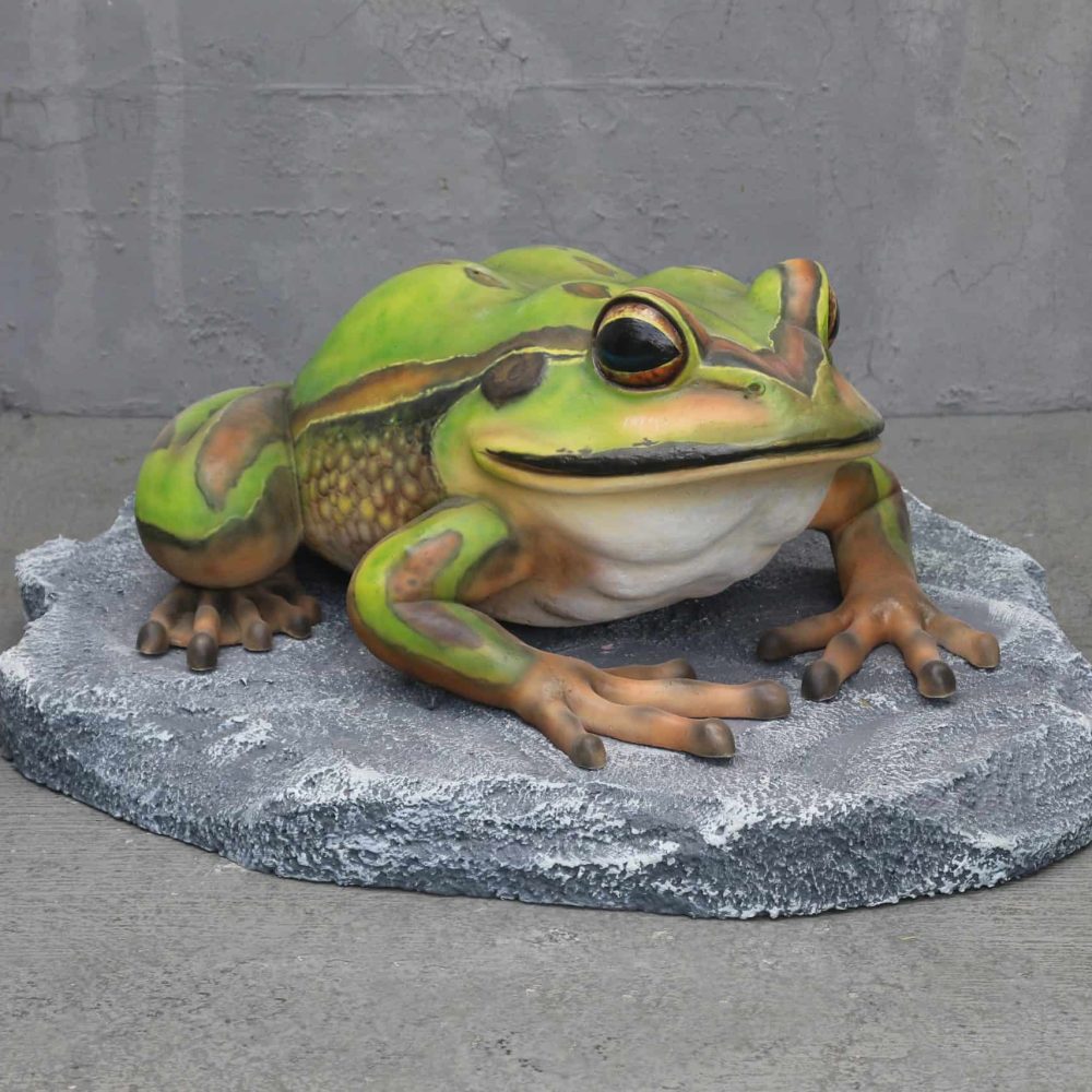 פסל צפרדע על אבן