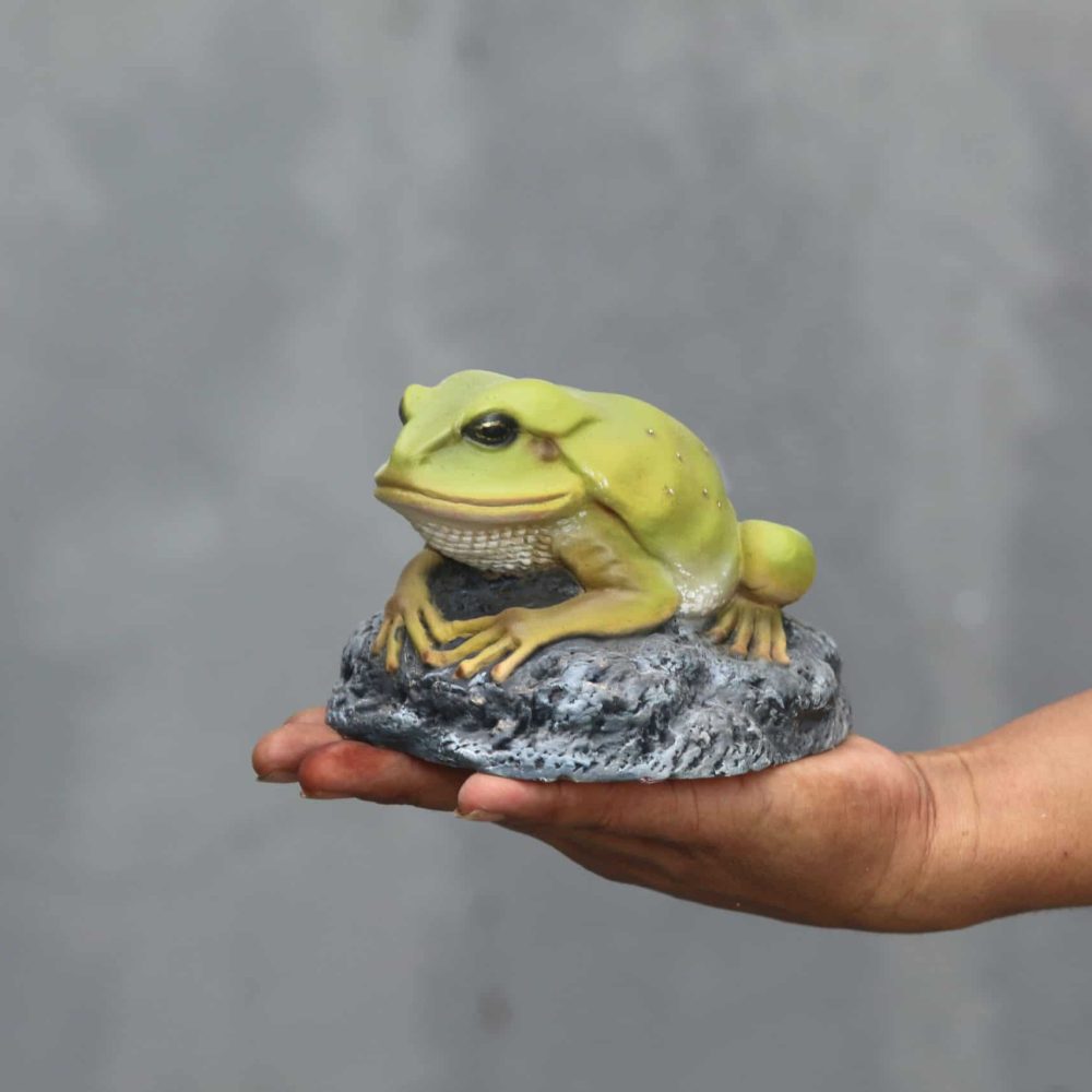 פסל צפרדע קטנה על אבן